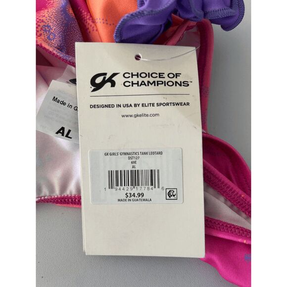 GK Girls Elite Gymnastics Leotard Stellar Splash Multi-Color Size AL msrp $34.99 - Picture 7 of 7